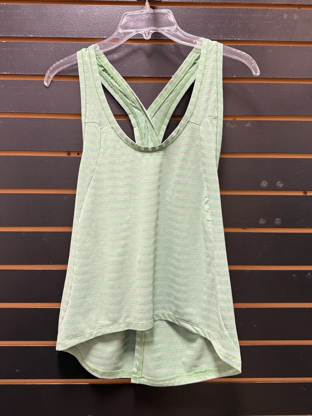 ZYIA Active Mint Green Split Back Racerback Tank Top Striped Size S